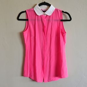 Lilly Pulitzer Hot Pink 100% Silk Sleeveless Cami Top Blouse Tank